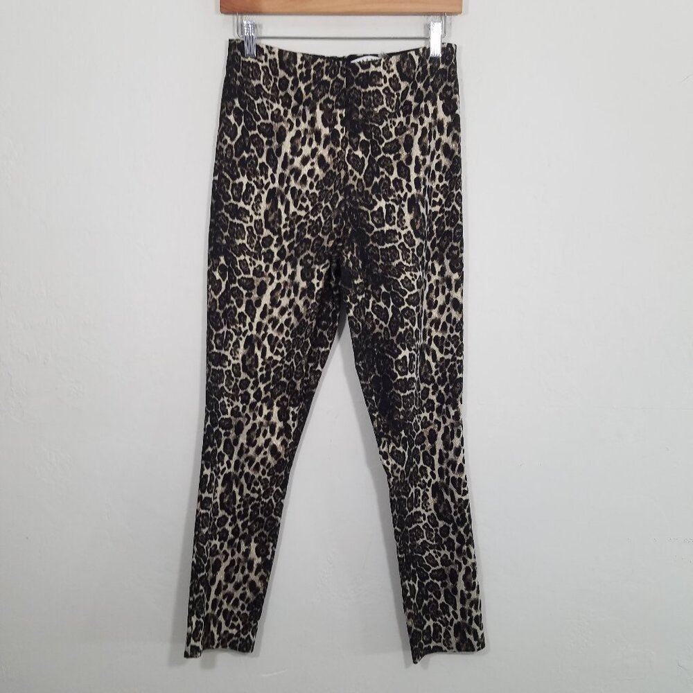 Alice + Olivia Connley Fitted Slim Pants in Brown Animal Print Lightweight Size